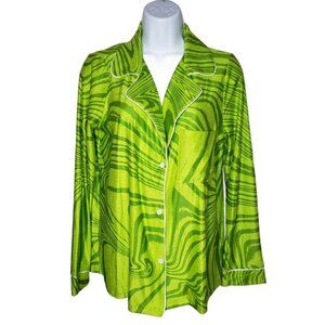 NWT Beyond Yoga Sz S Green Psychedelic Patterned Buttoned Pajama Top(1516)